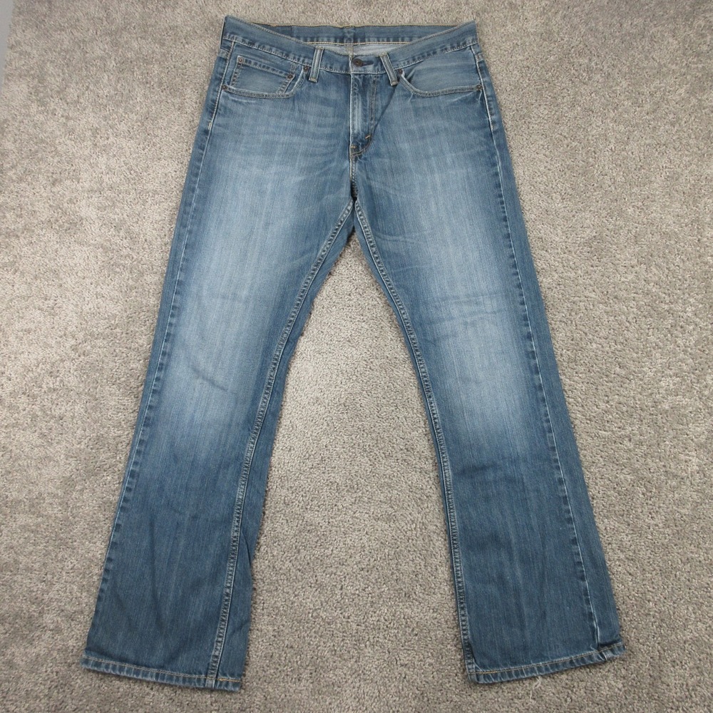 Levis Jeans Mens 34x32 Blue 527 Slim Bootcut Western Cowboy Faded Denim Pants
